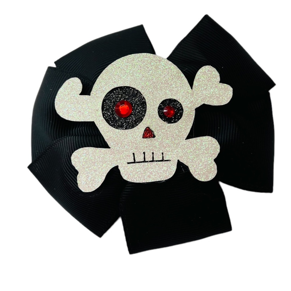 HALLOWEEN HAIR BOW 4” for Girls & Toddler Black Grosgrain handmade